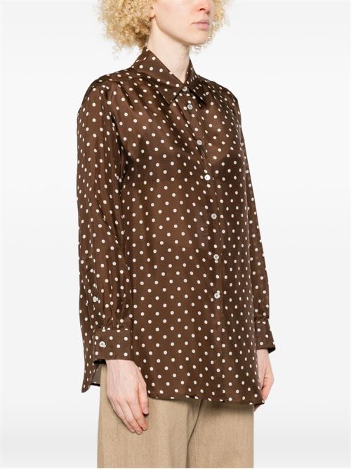 Camicia donna Marella Angio marrone in seta con stampa a pois MARELLA Sport | ANGIO001